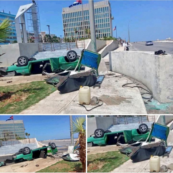 Accidente en el Malecón de La Habana: ¡Se Volcó un auto y su destino es un misterio!