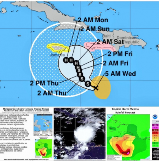 ¡Alerta Caribe! La Tormenta Tropical Melissa se Fortalece y Puede Dejar Lluvias Torrenciales en República Dominicana, Haití y Jamaica ¡Infórmate Aquí!