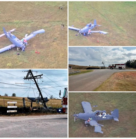 Un avión militar se estrella en Oklahoma: ¡impactantes imágenes y detalles de un aterrizaje de emergencia que hizo temblar a la comunidad!