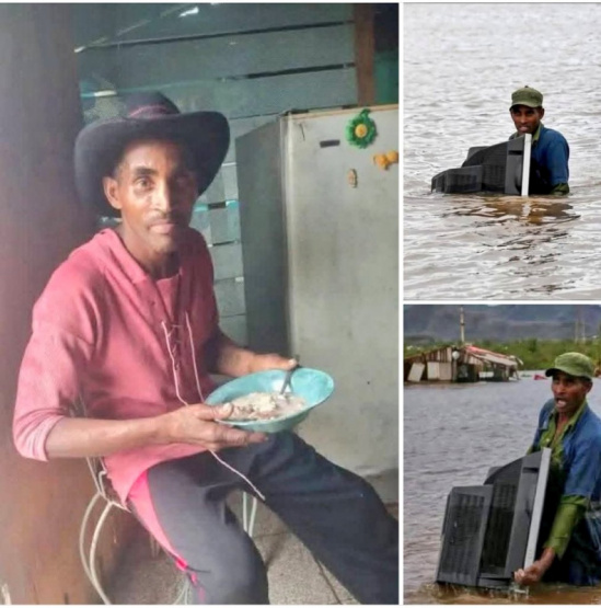 ¡Increíble! Minguito, el héroe que desafió al huracán Melissa para salvar su televisor, ¡ahora disfruta de su sopa caliente!